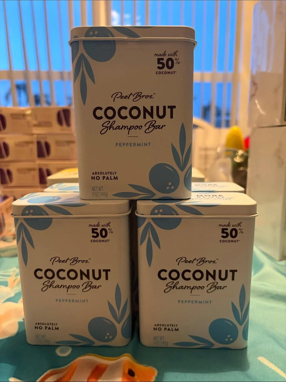 Coconut Shampoo Bar Peppermint - Light Blue Tin
